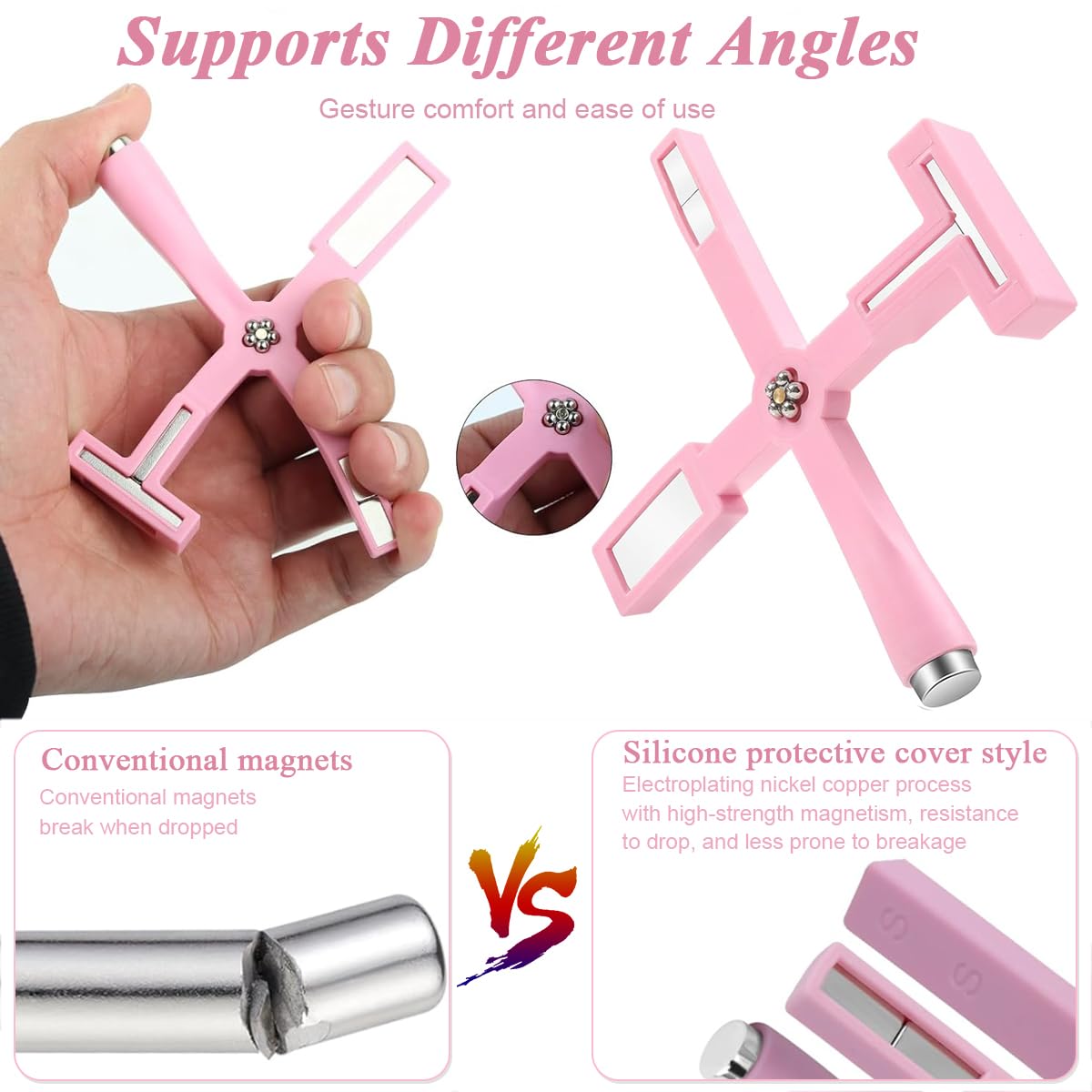 MAYCREATE Nail Magnet Set, Upgraded 5 in 1 Nail Magnet Set for 3D Cat Eye Gel Polish Tools, Magnet Wand for Nails Cat Eye Nail Design Tools Nail Art DIY Accessories, Pink MAYCREATE Nail Magnet Set, Upgraded 5 in 1 Nail Magnet Set for 3D Cat Eye Gel Polish Tools, Magnet Wand for Nails Cat Eye Nail Design Tools Nail Art DIY Accessories, Pink